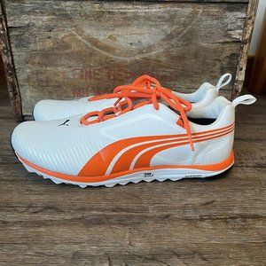 Men's Puma FAAS Spikeless Golf Shoes Orange and White